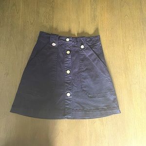 Zara Basic navy blue denim button Aline mini skirt